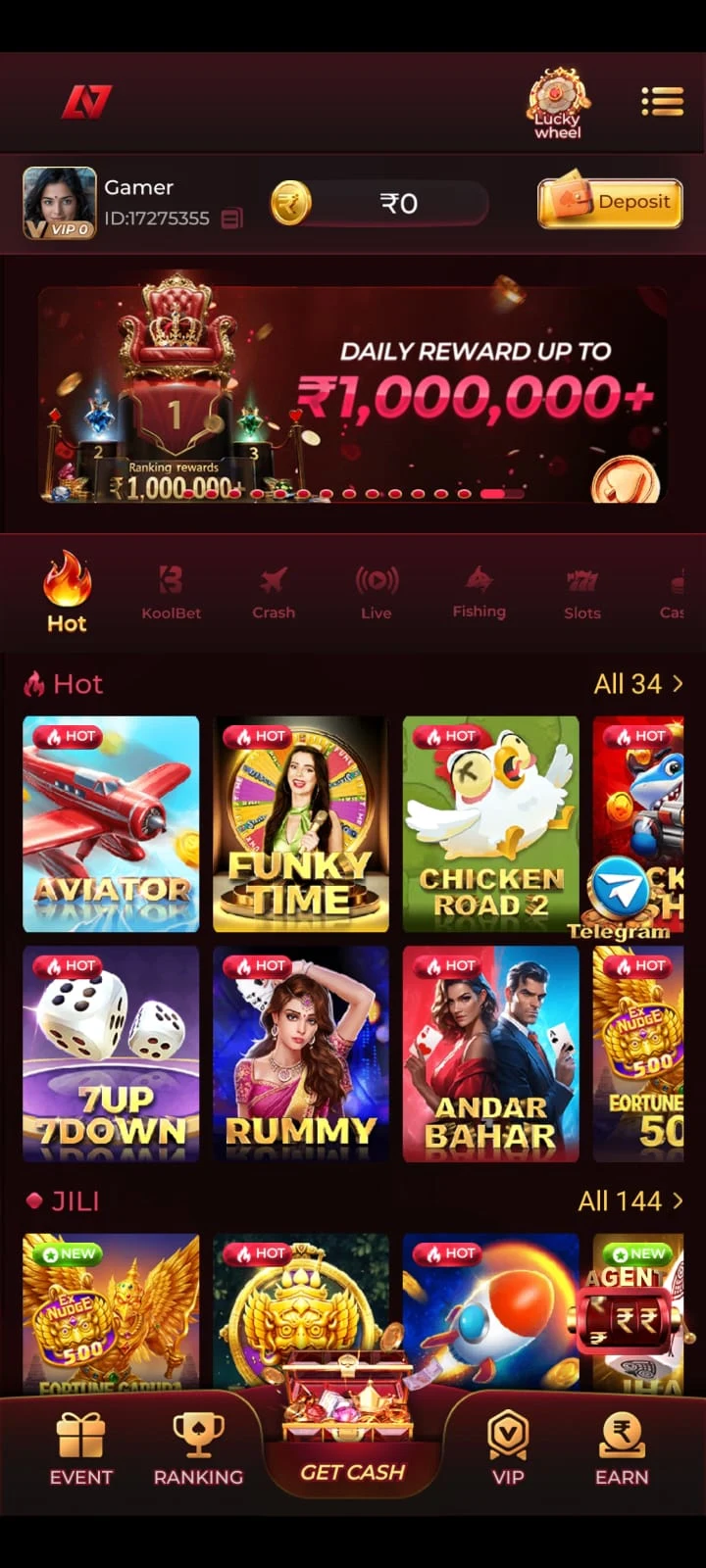 IC7 Game mobile game dashboard